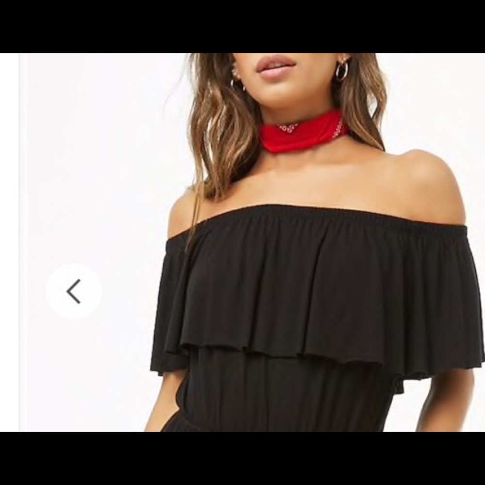 Off The Shoulder Jumpsuit Forever 21 Sm Skinny Leg